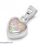 8MM .925 STERLING SILVER LARGE WHITE OPAL HEART CZ LOVING PENDANT FRIENDSHIP