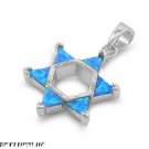 23MM SILVER BLUE LAB OPAL STAR OF DAVID PENDANT