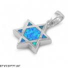 19MM SILVER BLUE LAB OPAL STAR OF DAVID PENDANT