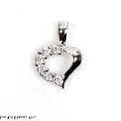 10MM .925 STERLING SILVER LARGE HEART CZ LOVING PENDANT FRIENDSHIP