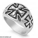 MEN'S STAINLESS STEEL CHOPPER, CROSS, SKULL & BONES MOTORCYCLE  RING SIZE 8-14