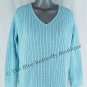 Talbots Woman Petites Light Blue Cable Knit V-Neck Sweater Size X, 12