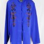 Diane Von Furstenberg Silk Purple Blue Button Front Embroidered Top Size L