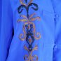 Diane Von Furstenberg Silk Purple Blue Button Front Embroidered Top Size L