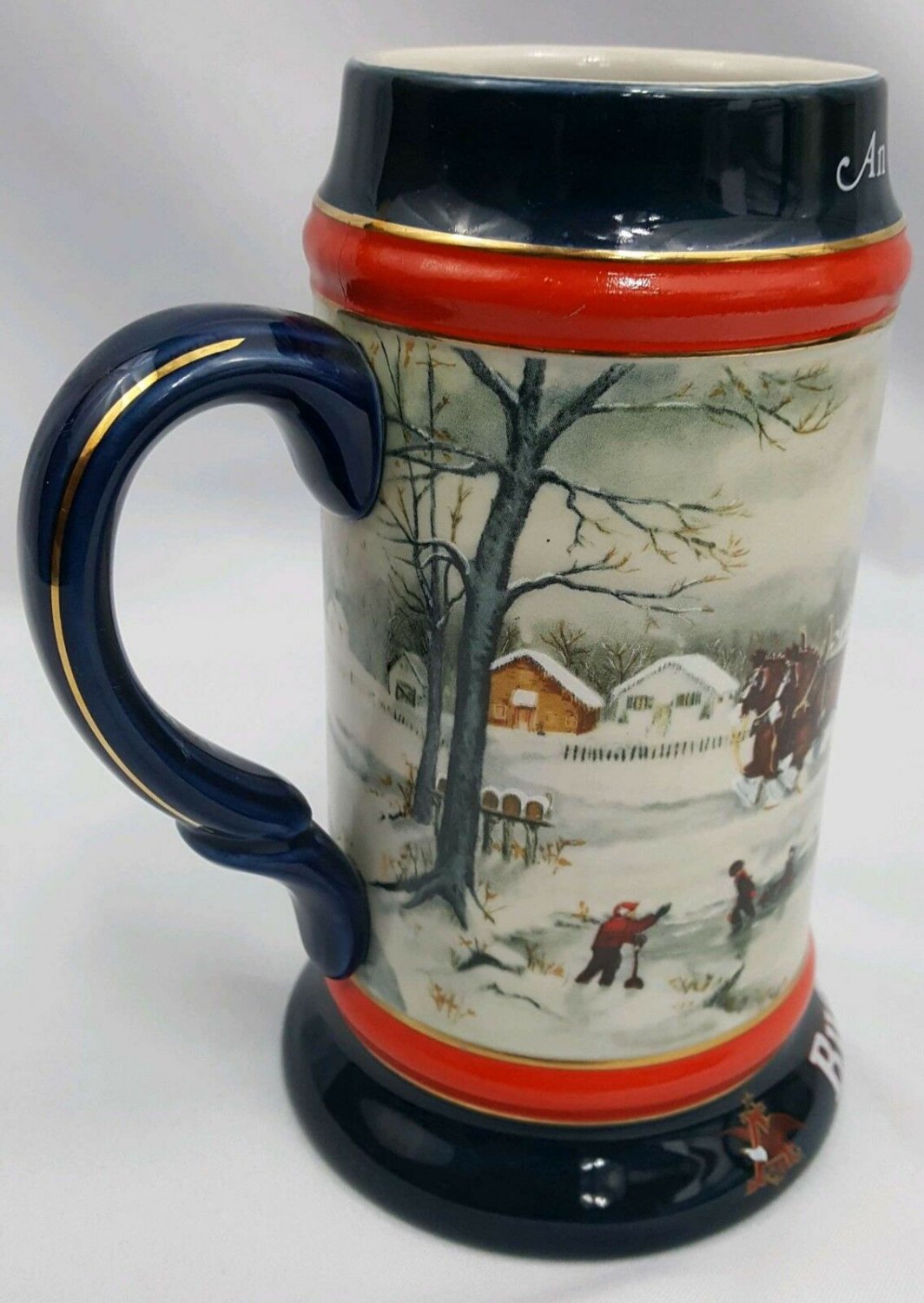 1990 Budweiser Beer Stein An American Tradition Clydesdale Horses Wagon ...