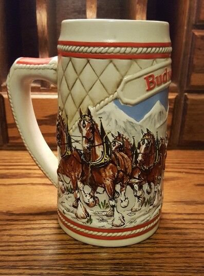 1985 Budweiser Holiday Christmas Beer Stein A Series