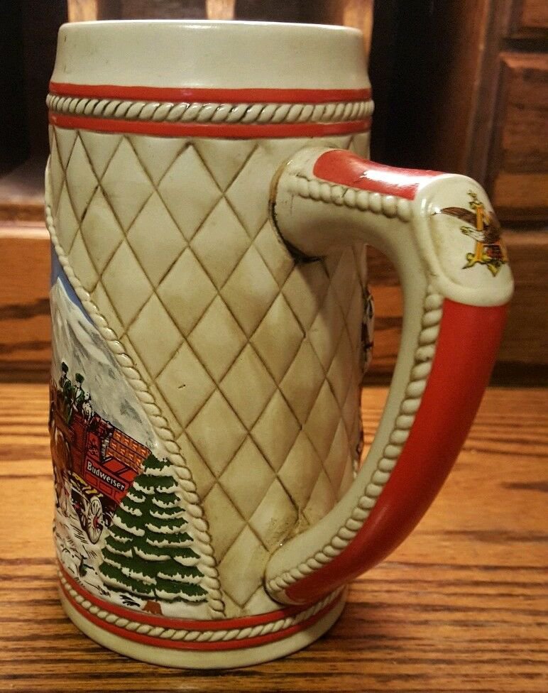 1985 Budweiser Holiday Christmas Beer Stein A Series