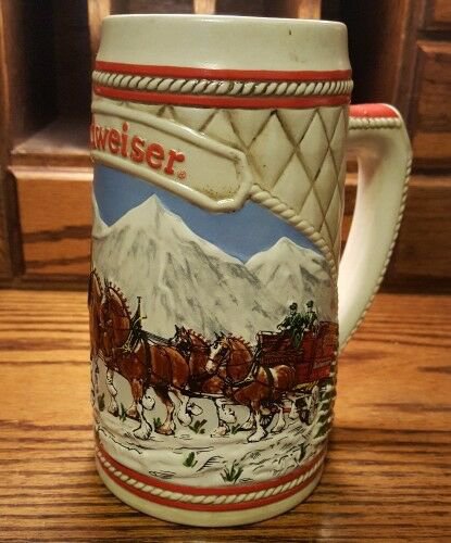 1985 Budweiser Holiday Christmas Beer Stein A Series