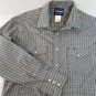 Wrangler Pearl Snap Blue Gray Plaid Long Sleeve Western Shirt Mens M