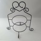 Vintage Metal Cake Pie Plate Two Tiered Stand Holder Heart Shaped Top