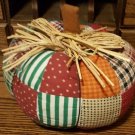 Lot of 2 Fall Autumn Decorations Patchwork Plush Pumpkin Wicker Cornucopia
