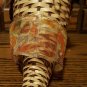 Lot of 2 Fall Autumn Decorations Patchwork Plush Pumpkin Wicker Cornucopia