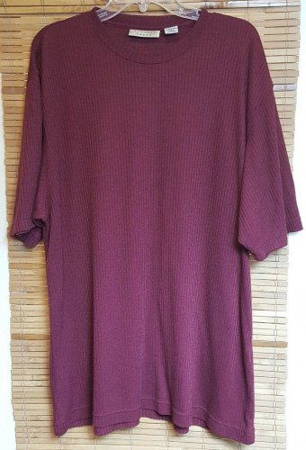 Natural Issue Maroon Red Short Sleeve Casual Crew Knit Shirt Size XLT Soft