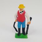 Vintage G Scale Train Figure Man Red Coat Rifle Walking Stick Pipe Yellow Hat