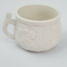 Vintage White Ceramic Porcelain Textured Flower Beaded Cup Mug Bowl Italy Bead