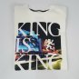 NIKE Lebron James LBJ King Is King Neon Lights Miami White Large Tee T-Shirt