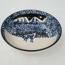 Folk Craft Wolf Tienshan 6 1/4" Cereal Soup Bowl Blue Black Sponge Mountains