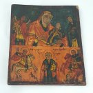 Russian Orthodox Religious ICON Painting On Wood Theotokos Christ Child Saints