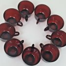 Arcoroc France Lot of 9 Ruby Red Glass Teacup Mugs Cups Vintage