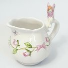 Khim Small Creamer Pink Vine Roses Leaf Butterfly Fairy Sitting on Handle