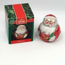 Vintage 1991 Hallmark Jolly Wolly Santa Christmas Ornament Metal Tin Container