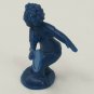 Vintage Blue Plastic Figure Ping Pong Table or Tennis Player Curly Hair Toy