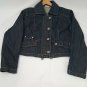 Chicos Platinum Denim Crop Stretch Jean Jacket w/ Zipper Buttons Pockets Size 1