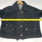 Chicos Platinum Denim Crop Stretch Jean Jacket w/ Zipper Buttons Pockets Size 1