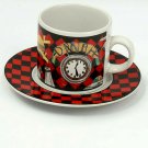 Sakura Sue Zipkin Roadside Cup and Saucer Route 66 Diner Red Black Checkerboard