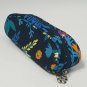 Vera Bradley Small Cosmetics Brush Pencil Glasses Bag Black Blue Floral