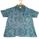Columbia Mens XL Blue Tropical Fishing Fish Print Short Sleeve Button Up Shirt