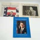 Lot Of 3 President Ronald Reagan Newspaper articles Presidential Library Book