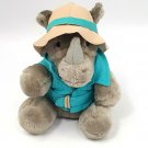 Vintage 1987 Dakin Fun Farm Rhino Plush Stuffed Animal Safari Hat Rhinoceros