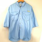 Men’s Columbia PFG Short Sleeve Shirt Button Down Fishing Vented Blue Size XL