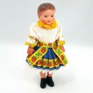Hard Plastic Ethnic Doll String Jointed Germany Dress Dollhouse Blue Yellow Red