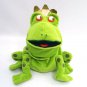 Green Frog Prince Hand Puppet 14" Full Body Plush Crown Spots