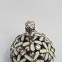 Necklace Pendant Round Ball Interconnected White Flowers Rhinestone Centers