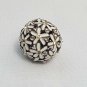 Necklace Pendant Round Ball Interconnected White Flowers Rhinestone Centers