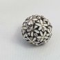 Necklace Pendant Round Ball Interconnected White Flowers Rhinestone Centers