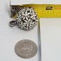 Necklace Pendant Round Ball Interconnected White Flowers Rhinestone Centers