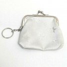 Clip top Coin Purse Silver Gray Stars With Key Chain