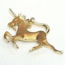 Necklace Pendant Prancing Unicorn Sparkly Copper Gold Tone Charm