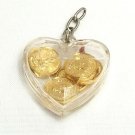 Heart Shaped Key Chain Pendant Charm Full Of Tiny Miniature US Quarters