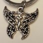 Butterfly Key Ring Silver Black Accents Fob Pendant Charm