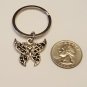 Butterfly Key Ring Silver Black Accents Fob Pendant Charm