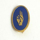 Vintage 1960s Girl Scouts Two-Finger Salute Lapel Pin Blue Gold Brownies