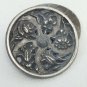 Vintage Double Metal Button Cufflink Two Connected Buttons Floral Design