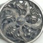 Vintage Double Metal Button Cufflink Two Connected Buttons Floral Design