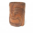 Vintage Carved Face Wood Hawaiian Tiki Mug