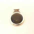 Large Amber Brown Color Oval Glass Jewelry Necklace Pendant Silver Tone Setting